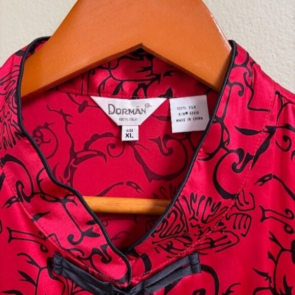 Vintage Dorman Womens 100% Silk Asian Design Button Blouse Top Size XL Lagenlook - Picture 2 of 9